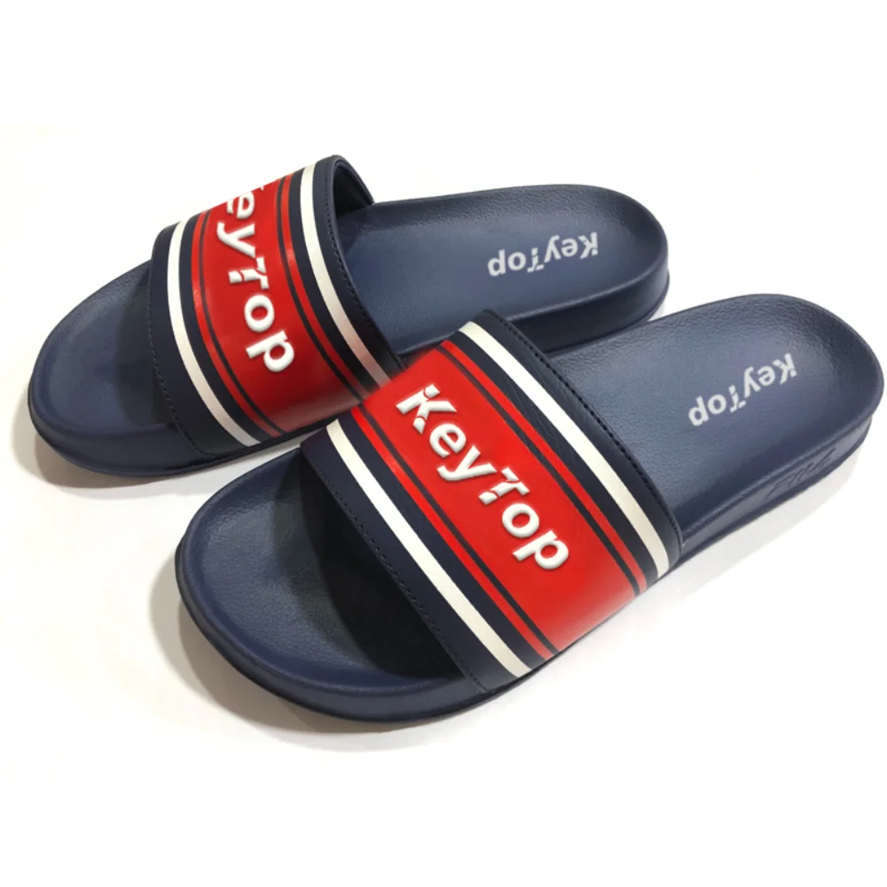 Navy and red slide sample pair